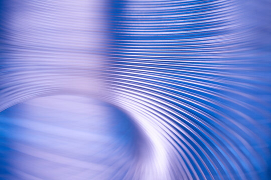 High-resolution abstract wave of glossy metal ribs in blue tones. Modern template backdrop for corporate slides, innovation concept, and tech design layout. Photo