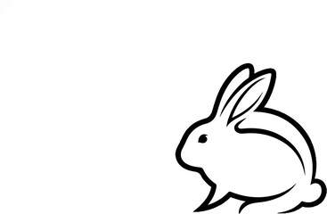 Obraz premium Stylized black outline of a rabbit with long ears and a fluffy tail on a white background