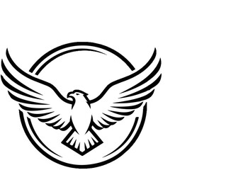 Fototapeta premium Stylized eagle emblem with wings spread within a circular frame