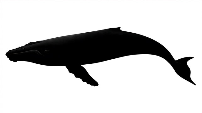 A majestic whale gracefully gliding through the ocean. This silhouette captures the power and elegance of the marine mammal