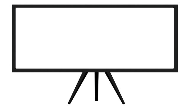 An empty presentation board with a black frame and stand, ready for content 