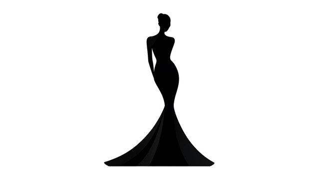An elegant silhouette of a woman in a long, flowing dress