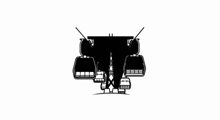 Stylized graphic of ski lift chairs and tower © culun
