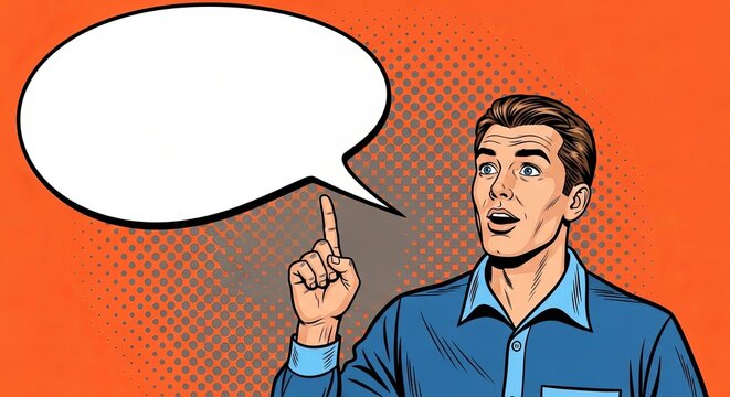 Man with a speech bubble and an idea