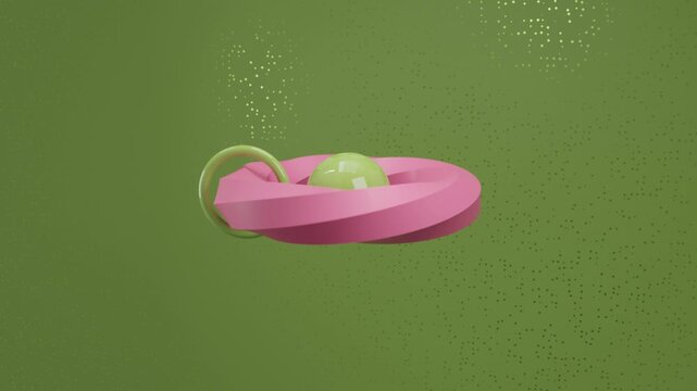 Abstract 3D Animation of Floating Sphere and Rotating Rings &ndash; Soft Minimalistic Motion Design Seamless Loop for Branding and Creative Backgrounds