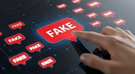 Obraz premium Identifying and addressing fake news on digital devices through interactive technology