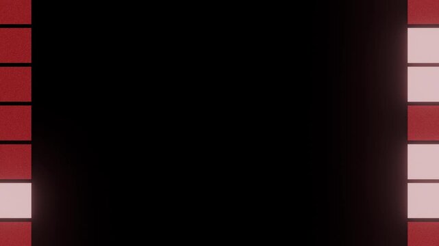 Red and cream vertical block side border animation with stacked tiles and dark center background