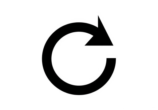 A black refresh symbol with an arrow isolated on transparent background