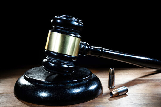 Court gavel with ammo on Second Amendment