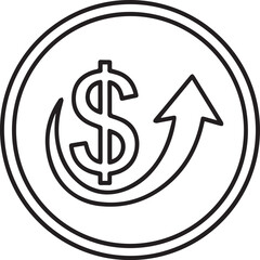 Obraz premium Dollar currency sign with return arrow icon
