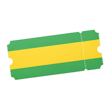 A colorful ticket stub with green and yellow stripes on a Brazil, green and yellow colors in 2026 soccer world championship