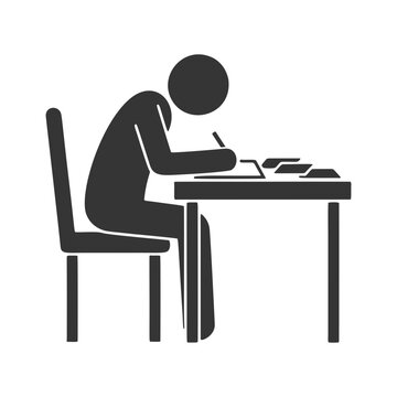 勉強する人物のシルエットアイコン