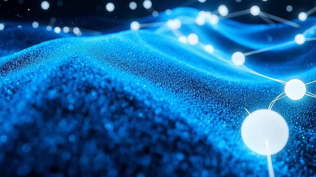 Blue glowing network on textured surface