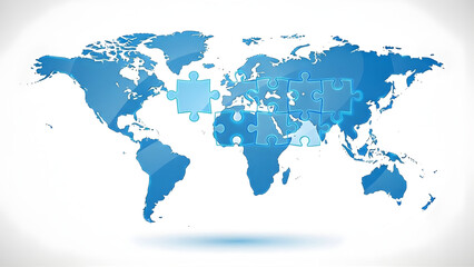 Obraz premium World Map as a Jigsaw Puzzle with Missing Pieces, Concept of Global Diplomacy and Unity.