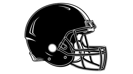 Fototapeta premium A black football helmet with a white outline on a plain background