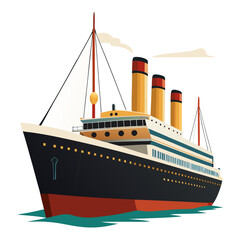 Fototapeta premium Vintage ocean liner sailing through calm waters on a sunny day