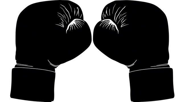 Two black boxing gloves facing each other, ready for a fight. They evoke a sense of competition, preparation, and strength