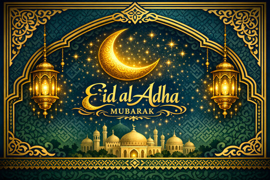Eid al-adha luxery template with moon