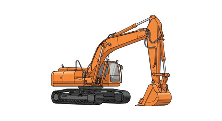Orange Excavator Machine Heavy Equipment. © A B I G A I L
