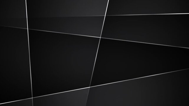 Abstract animated background with black gray gradient colors and random moving lines cutout creating modern motion graphics, ideal for ads, design creative, digital art, or elegant corporate themes