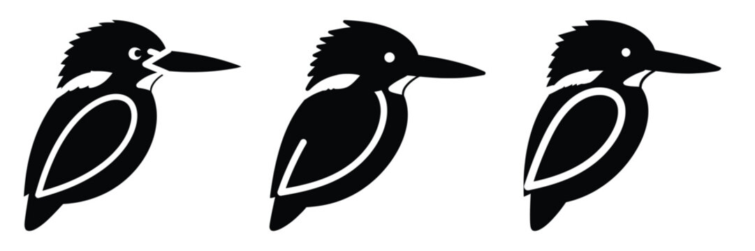 kingfisher silhouette icon set. Animals logos collection and isolated on White background