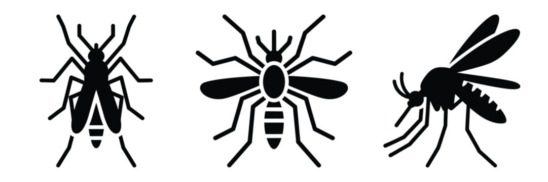 mosquito silhouette icon set. Animals logos collection and isolated on White background