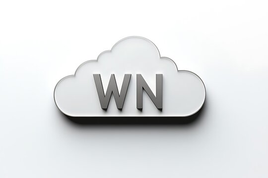 Stylized cloud shape with wn letters on white background symbol graphic resource