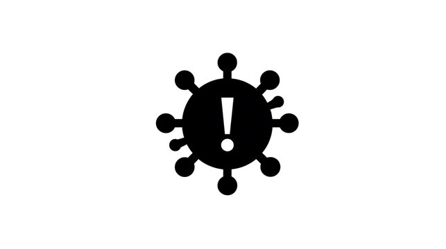 A symbolic image representing a viral infection, such as Covid-19, with an exclamation point indicating a warning or alert