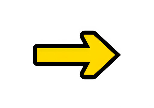A yellow arrow pointing to the right isolated on transparent background