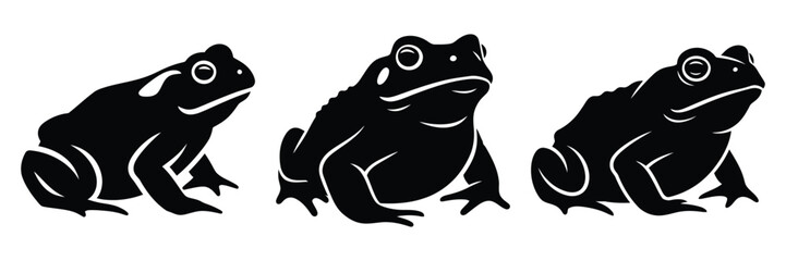 toad silhouette icon set. Animals logos collection and isolated on White background © Bina