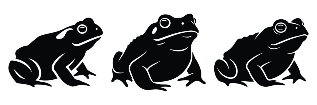 toad silhouette icon set. Animals logos collection and isolated on White background