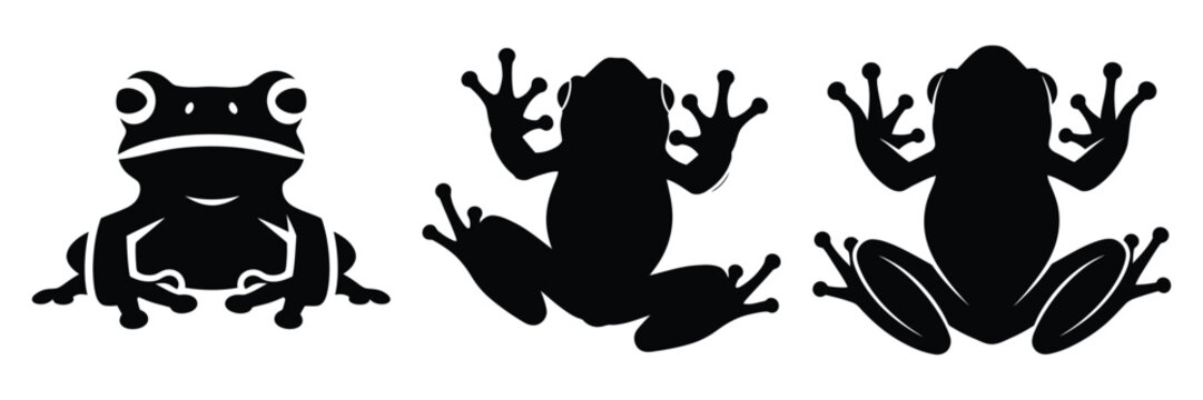 tree frog silhouette icon set. Animals logos collection and isolated on White background