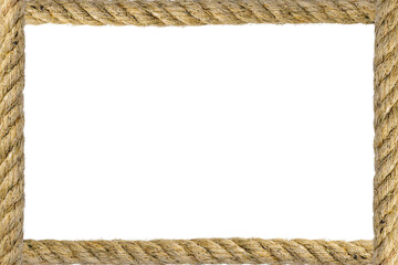 Rustic Natural Frame Crafted from Twisted Jute Rope on a Plain White Background for Elegant Display
