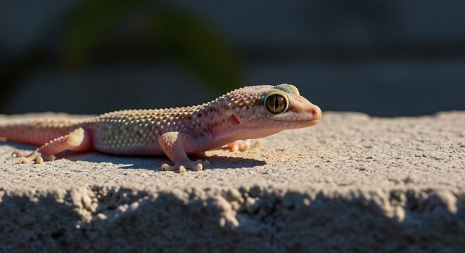 House gecko on natural wall surface