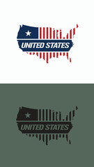 United States Map Star Stripes Patriotic Vector Icon White Background
