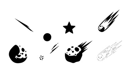 A black and white illustration of various celestial objects in space © MdMursalin