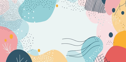 Modern abstract color splashes and shapes define the Memphis pattern, resulting in a trendy and vibrant pop art background design