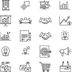Fototapeta premium Business Icons: Building, Growth, Meeting, Contract, Target