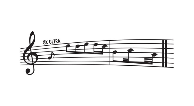 Music sheet with 8x ultra note vector illustration, flat design graphic