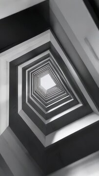 Vertical video: Tilting camera tracing vertical atrium in shaft revealing slabs and bright opening