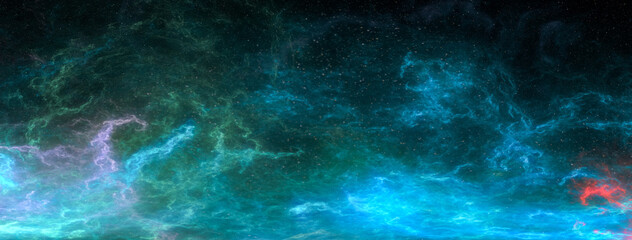 Vibrant Blue Green Nebula And Starfield Over Cosmic Space — 3D Rendering Background Scene © edb3_16