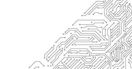 Fototapeta na wymiar Abstract black circuit board technology connected lines electronics elements computer motherboard chip processor semiconductor digital on white background vector.