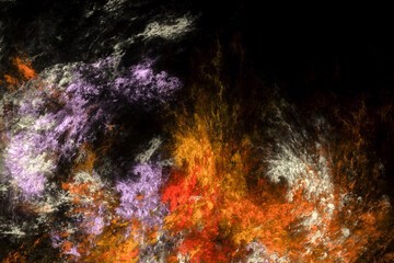 Fototapeta premium Abstract Fiery Clouds and Colorful Explosion Texture Background — 3D Rendering of Dramatic Energy