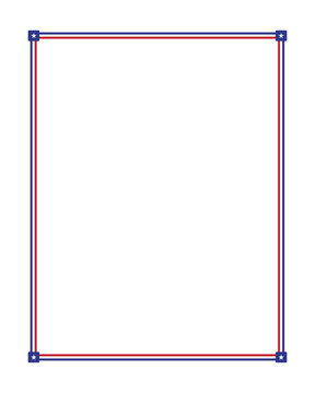 American flag theme style rectangular square portrait frame or border for USA red, blue, stripe, star independence day document, invitation decorative 4th July patriotic celebrations on PNG