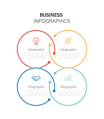 Creative circle Infographic design with marketing icons and 4 option or step.  Vector illustration.