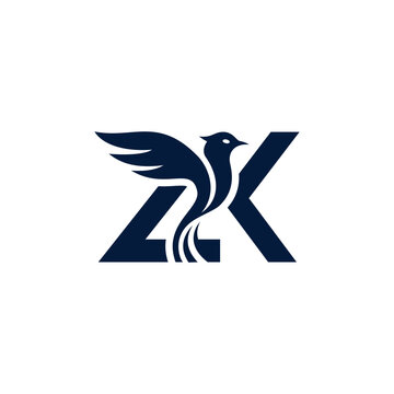 Unique ZK Bird Monogram Alphabet Logo for Modern Companies