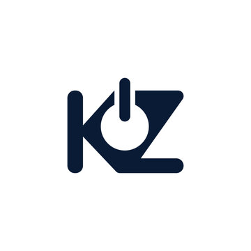 Minimalist Alphabet Letters Initial Monogram ZK KZ Power button Logo
