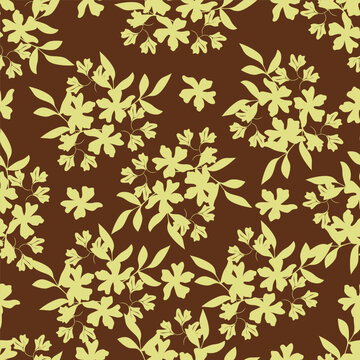 coquette seamless purple and yellow flowers pattern. Delicate petals and vibrant blossoms create an artistic and vintage botanical illustration. pastel flower seamless pattern