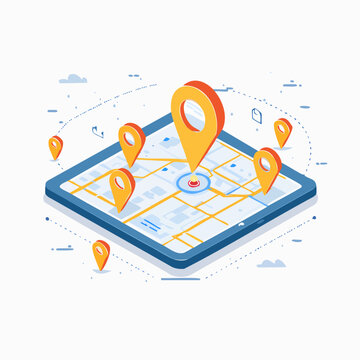 Map Navigation GPS Location Pins on Smartphone.