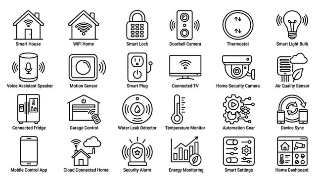 Set of smart home icons vector